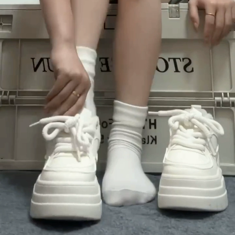 Высокие белые кроссовки, универсальная обувь на платформе, стиль Chanel, 6 см