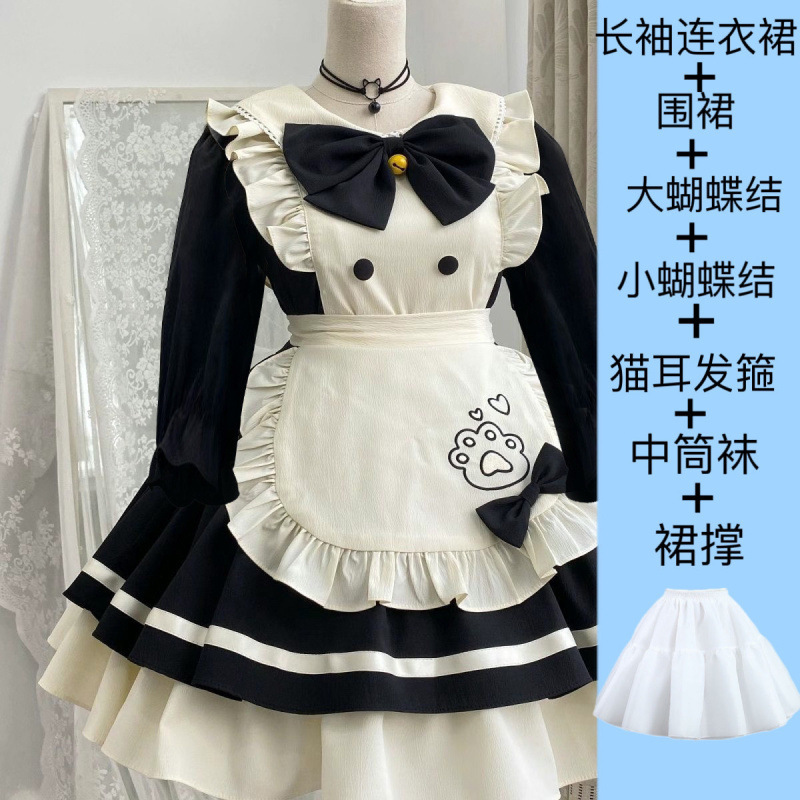 猫レストランかわいいopショートメイドロリータドレスエプロン日本ロリータ甘い女の子新しいスタイル|undefined
