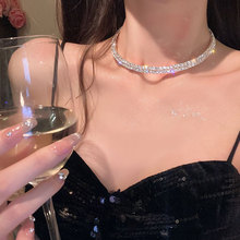 新款璀璨奢华满钻双层choker精致高级感项圈脖子项链小众配饰女