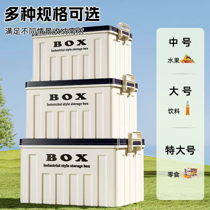 收纳箱家用大容量储物箱零食玩具整理箱衣服周转箱带盖提手塑料箱