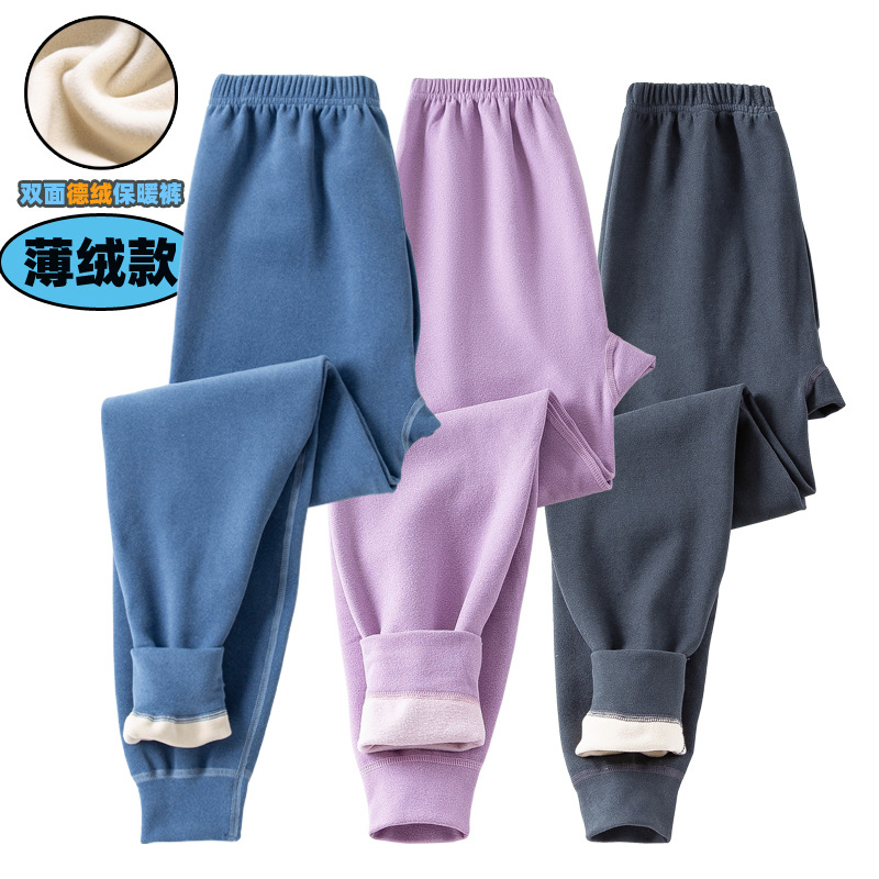 Pantalones cálidos individuales para niños con forro polar De terciopelo pantalones cálidos medianos y grandes Niños niñas tocando fondo pantalones de terciopelo desgaste interior más tamaño