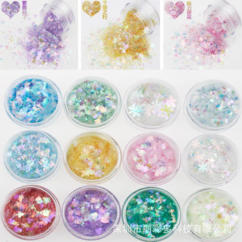 Dream Rainbow Fairy Tears Series Nail Art Sequins Crystal Glue Drops Resin Filled DIY Flow Hemp Making Material