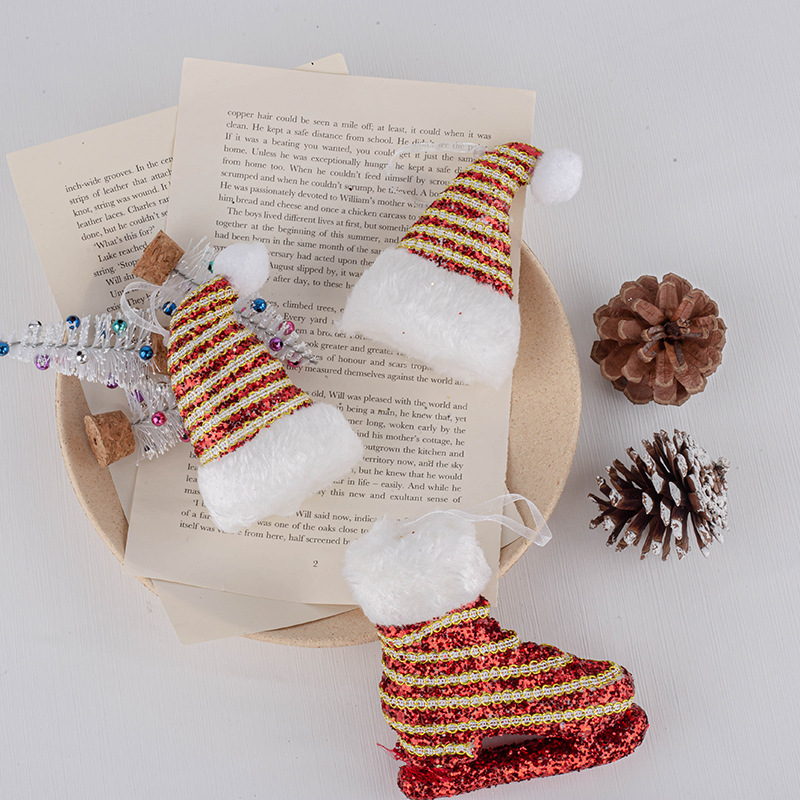 Comercio exterior espuma de Navidad polvo brillante muletas de Navidad sombrero de Navidad decoración de árbol de Navidad colgantes de ventanas vestido al por mayor