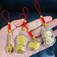 2025年巳年金箔キーホルダー飾り クリエイティブ福袋元宝招財令飾り 会議販売用プチギフト