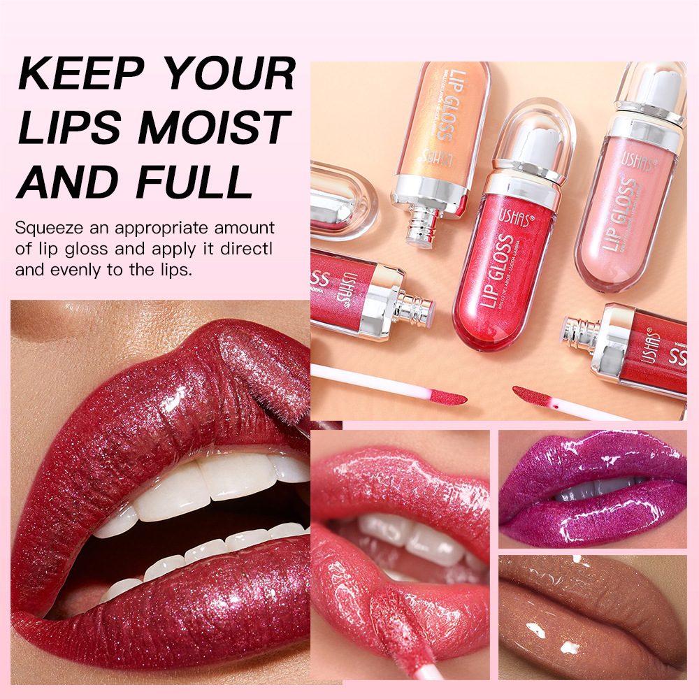 USHAS Europa y los Estados Unidos spot transfronterizo impermeable duradero espejo brillante brillo labial perlado impermeable líquido esmalte labial UC089