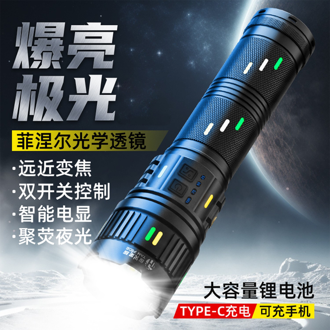Nueva linterna de luz ultra brillante G400 disipación de calor láser zoom de alta lumen iluminación de campamento al aire libre