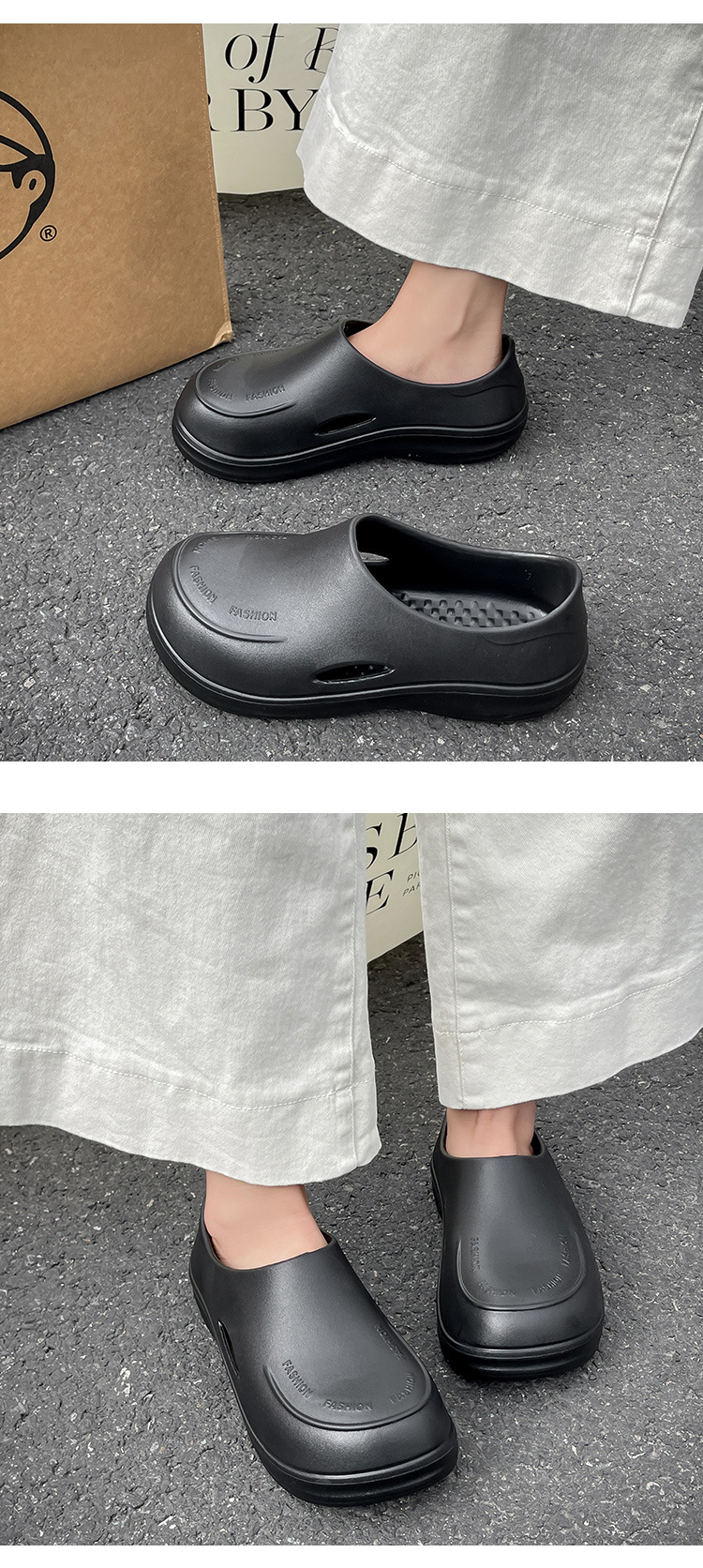 Women's Thick Soled Mules Closed Toe Height Increasing Slippers_voghion.com