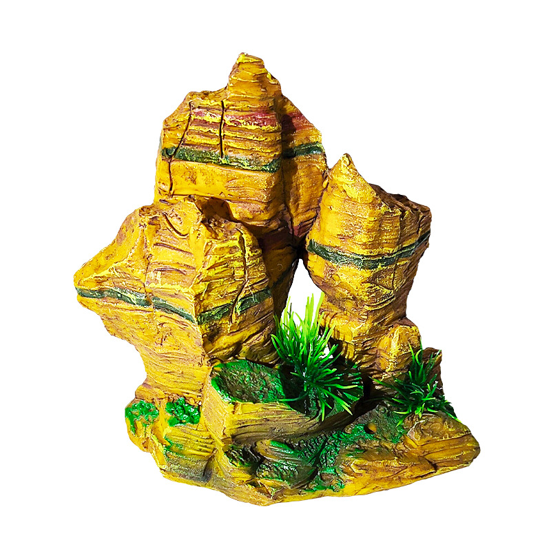 Decoración de rocalla de rayas doradas, accesorios de micro paisaje, diseño de peceras, escena de roca, mesa de arena, estilo explosivo