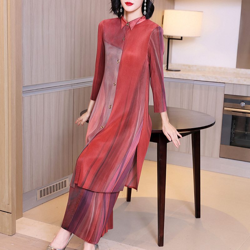 Elegant Two-Piece Pleated Dress Set for Ladies, 2026 Autumn New Style, Plus Size for Women, Tummy-Concealing and Slimming Mom Outfit Dress Elegant Two-Piece Pleated Dress Set for Ladies, 2026 Autumn New Style, Plus Size for Women, Tummy-Concealing and Slimming Mom Outfit Dress