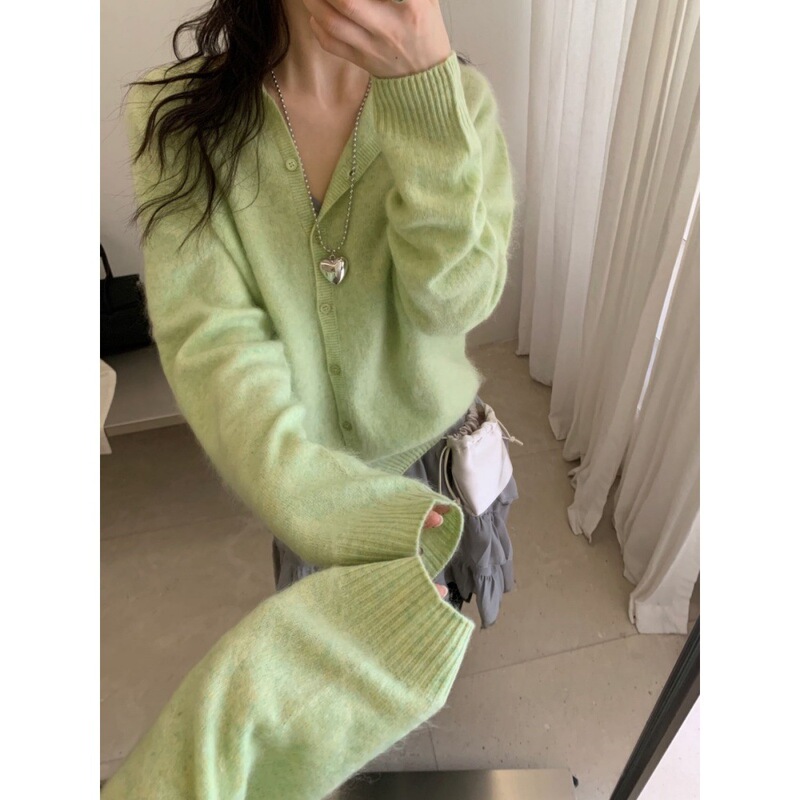 Musi High-end Wool Fleece Sweater Cardigan for Women, Autumn and Winter, Casual Style, Seamless One-piece Sweater Top M7387