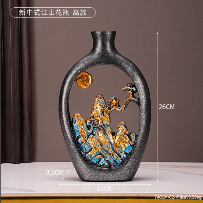 7401M-02-New Chinese style Jiangshan vase-high style