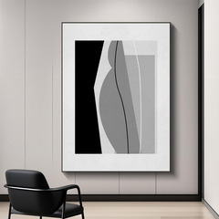 现代简约客厅装饰画极简抽象线条黑白酒店挂画铝合金框壁画