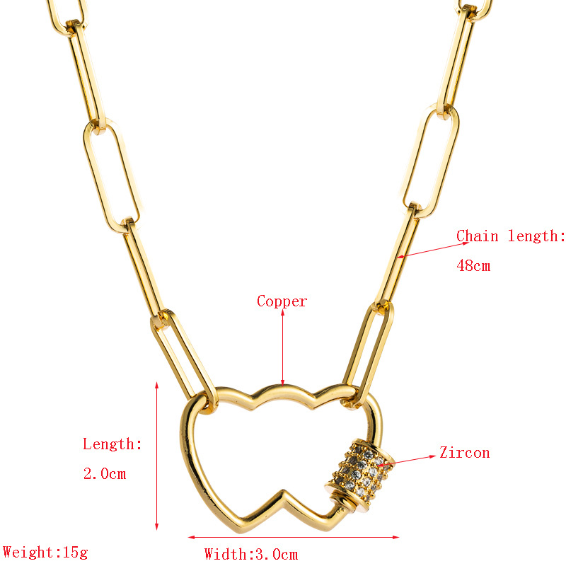 Collar De Circón Con Incrustaciones De Cobre Chapado En Oro De Doble Corazón Hueco Al Por Mayor Nihaojewelry display picture 1