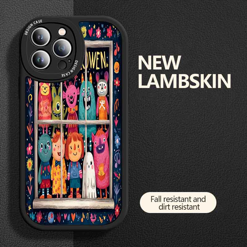 Halloween Party Gift Giving Cute Ghost Haunted Haunted House Popular Pattern Suitable for Apple Lambskin Phone Case