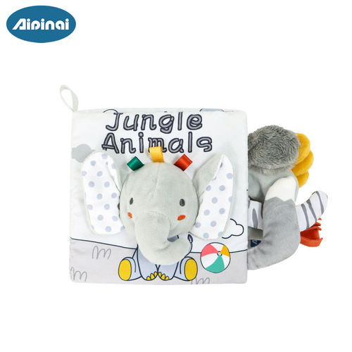 Visual gray tail cloth book for infants that cannot be torn apart and can be chewed three-dimensional book early education cloth book