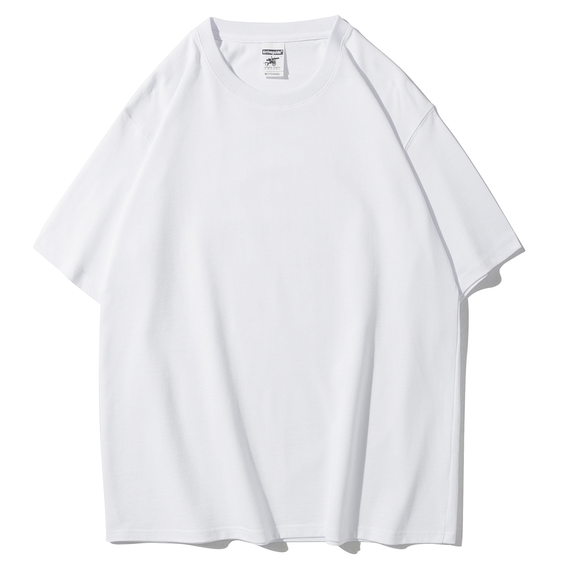 メンズ夏のAG280gマーク沁男士重ポンド丸襟tシャツ純綿純色潮男半袖男プリントt