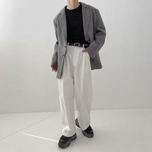 港风炸街西服西装男宽松帅气复古毛呢料外套韩版潮流春秋格子夹克