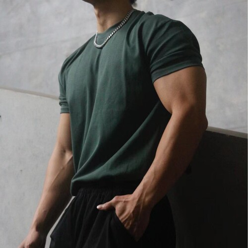 2025 New 230g Heavyweight Solana Crew Neck Men's Short-Sleeve Training Fitness Outdoor T-Shirt Slim Fit