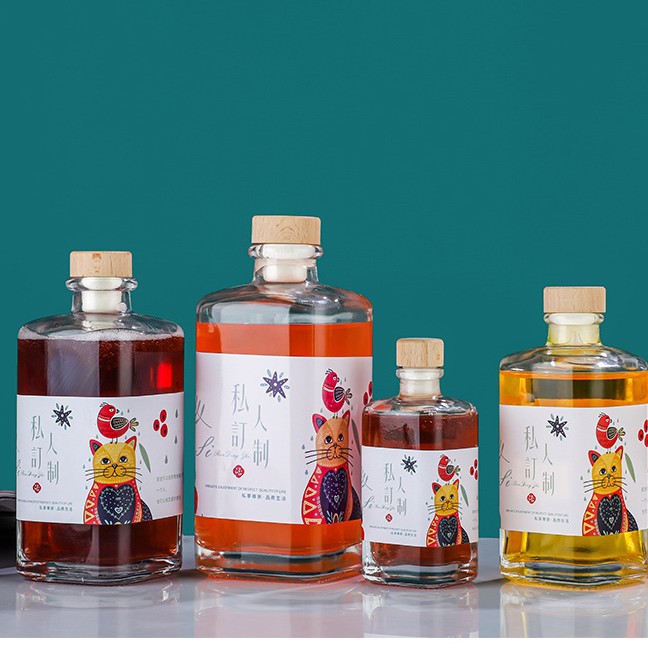 晶白料加厚木塞自酿玻璃酒瓶制品冷萃饮料咖啡冰酒瓶果酒玻璃瓶