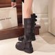 Thick bottom knight boots women's 2024 new autumn and winter Maillard western Denim boots high trouser stack boots