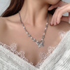 Fashionable retro pendant, necklace from pearl, short sweater, European style