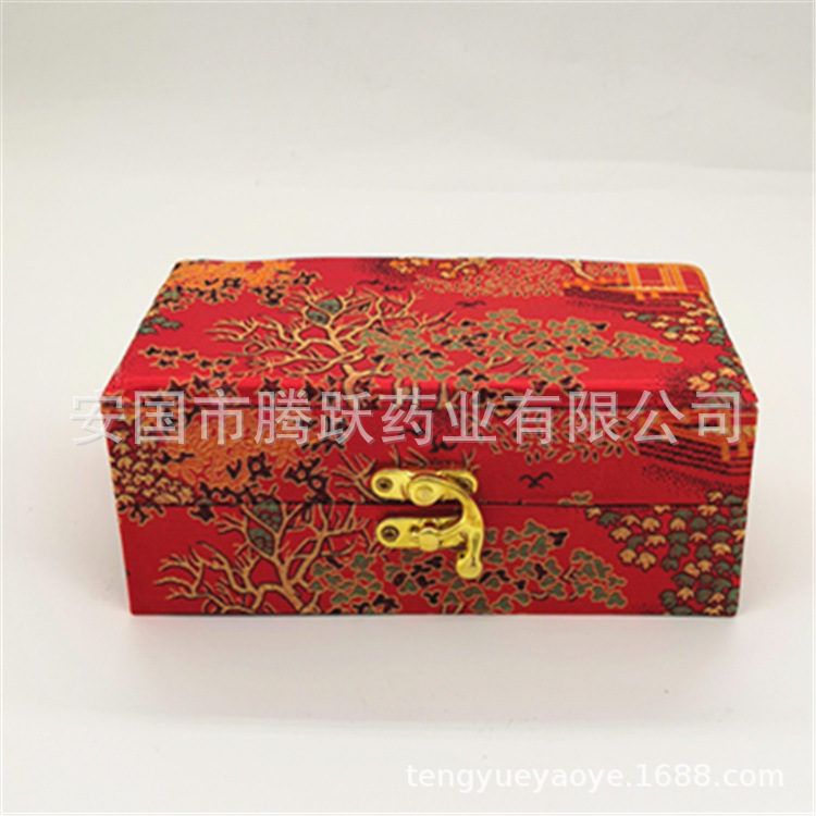 Red Brocade Gift Box for Herbal Pills 15 Slots 3cm Inner Diameter Empty Display Case key features