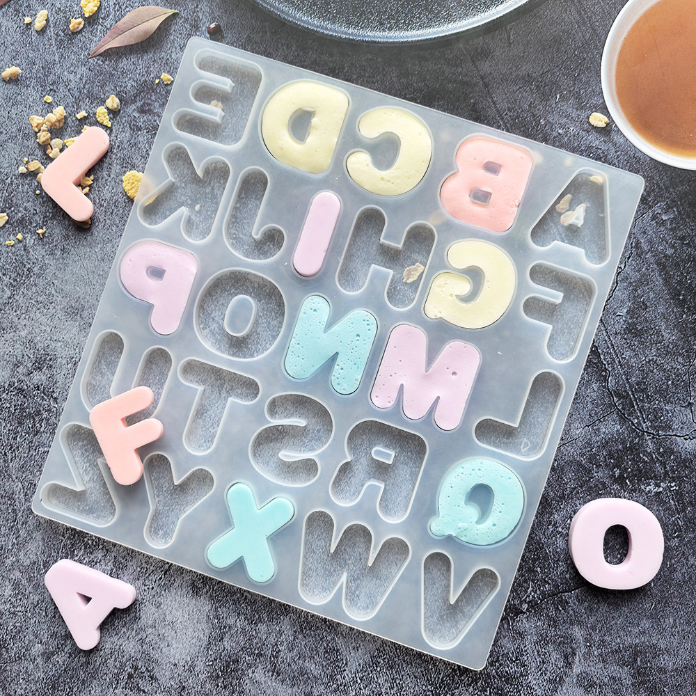 Epoxi 26 letras inglesas 224 molde de silicona de chocolate molde de postre de caramelo molde de horneado de pastel