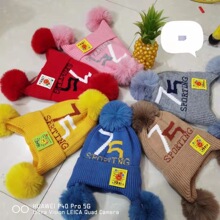 加工定制4-8岁中童帽冬季新款毛线帽子 加绒保暖加厚卡通潮针织帽