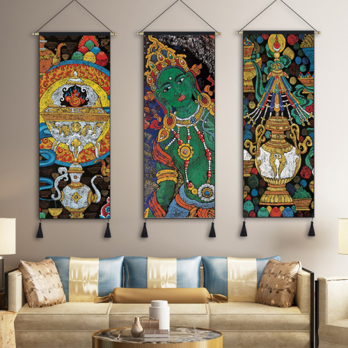 444Z wholesale B&B decorative painting living room tapestry ethnic style fabric hanging painting Tibetan hanging cloth Tibetan style tapestry tea room