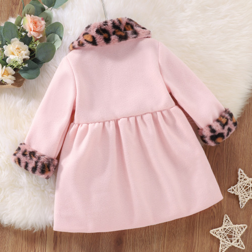 Leopard Print Long-Sleeve Windbreaker Coat for Girls - Versatile Medium-Length Korean Style Casual Fashion