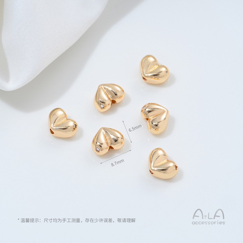 铜镀14K金镶锆石屁桃心星星月亮通孔水晶隔珠手工diy饰品配件材料|undefined