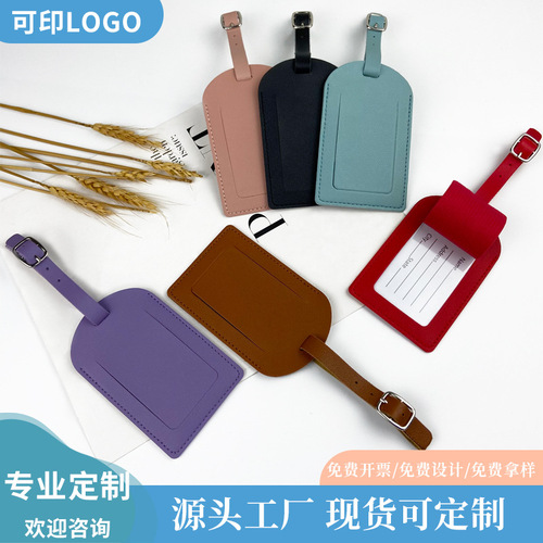 Cross-border spot thick PU leather boarding pass with bag hardware fasteners, gift inner signature paper luggage tag wholesale