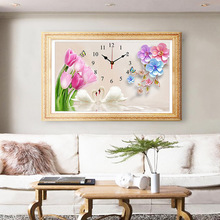 贴钻十字绣批发 新款 钻石画花开富贵春 钻石画厂家 花卉钟表