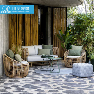 Outdoor Sofa Outdoor Courtyard Balcony Garden Hotel Terrace Creative Rattan Bamboo Sofa Terrace Modern Rattan Furniture