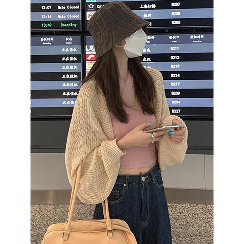 Lazy-style Knitted Cardigan for Women,  New Arrival – Short Vest, Loose-Fitting Small Shawl-Style Top, Perfect for Layering as an Outerwear Coat