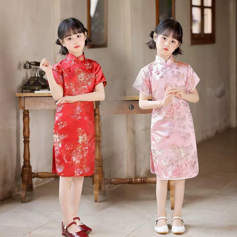 2025新款夏季儿童旗袍复古洋气公主裙中国风小女孩女童连衣裙批发