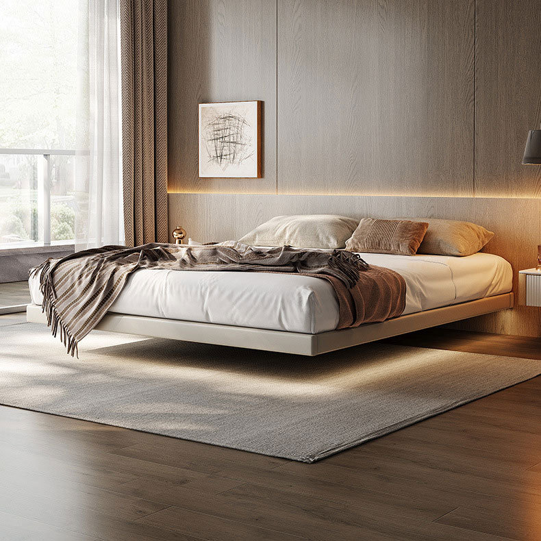 Cama flotante sin cabezal de cama cama cama de madera maciza cama de cuero minimalista italiana cama doble de lujo cama principal marco de cama moderno y simple