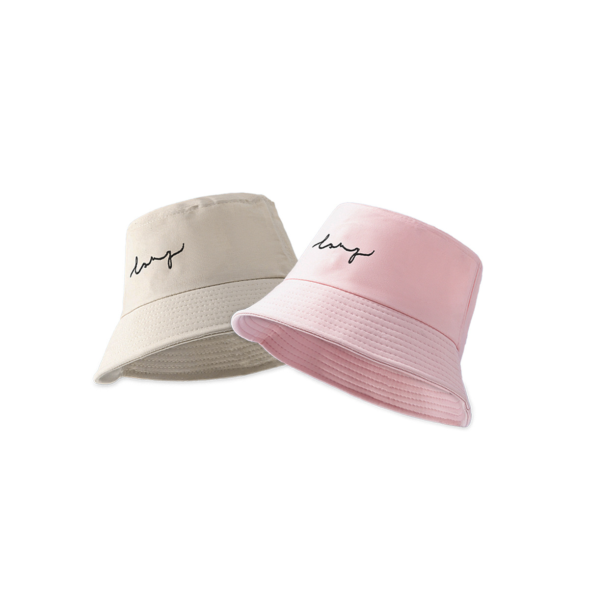 Nueva primavera versátil simple carta bordada sombrero de pescador para las mujeres de estilo coreano de moda de ala ancha a prueba de sol de moda cuenca del sombrero para los hombres