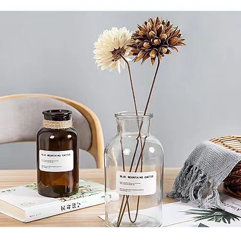 Ins jarrón transparente de vidrio de estilo nórdico florero reactivo florero seco de alta calidad de escritorio adornos de decoración del hogar