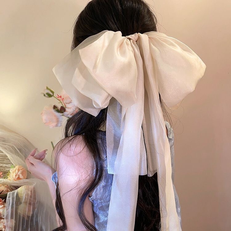 ネットセレブ気質多用途グリッターラージリボンヘアアクセサリーポニーテールクリップヘアピンスウィートプリンセスサテンフレンチフラワー|undefined