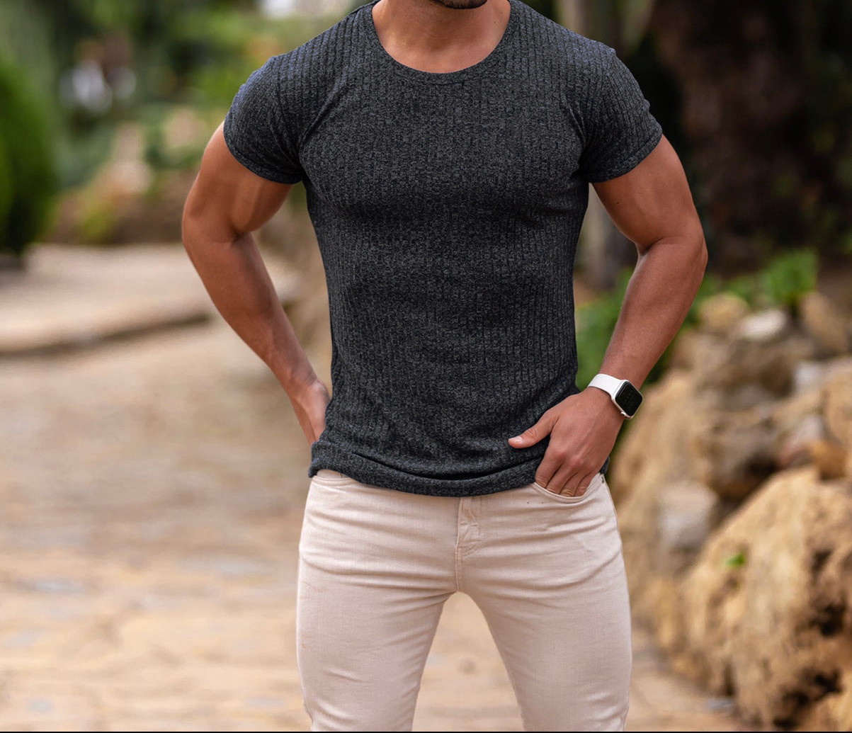Men's Solid Color Simple Style Round Neck Short Sleeve Regular Fit Men's T-shirt display picture 17