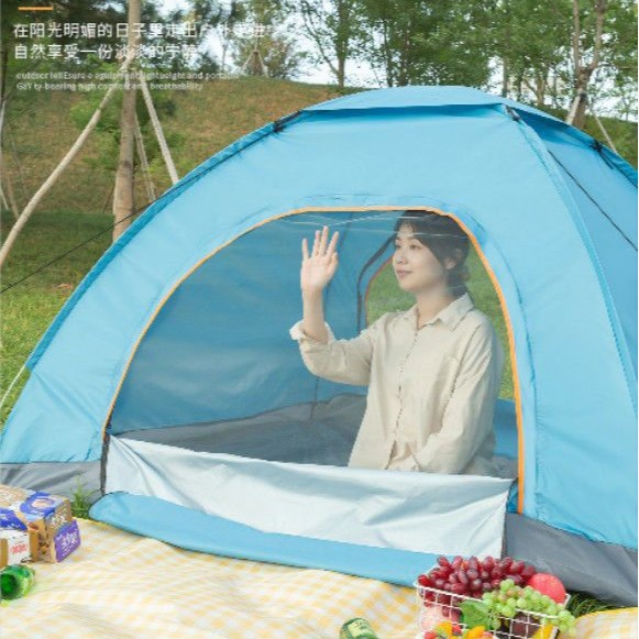 Carpa para exteriores para 3-4 personas, carpa automática para acampar, carpa para 2 personas, resistente al viento, de apertura rápida y con protección solar.