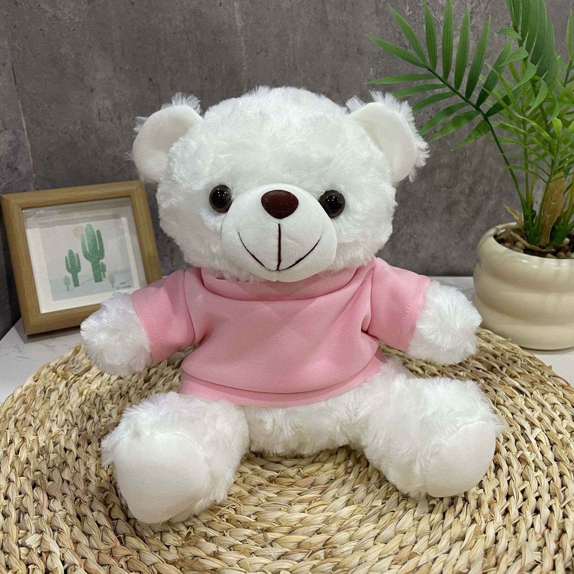 Teddy Bear se puede imprimir LOGO evento de vacaciones muñeca regalo para el hogar adornos de escritorio abrazar juguetes de peluche