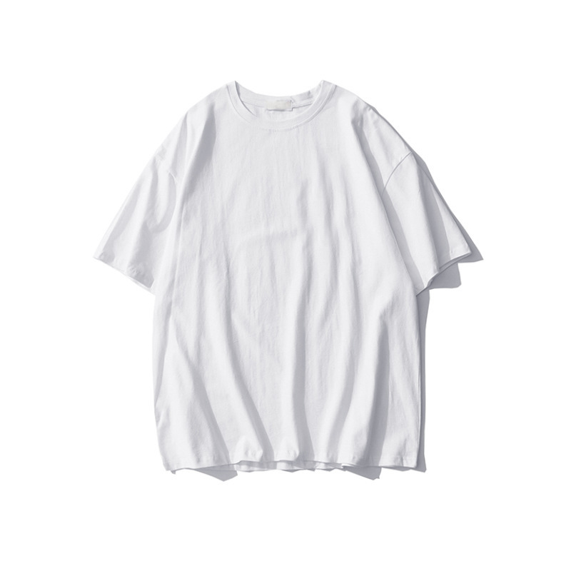 Basic Round Neck Loose Men's and Women's T-Shirt Spring and Summer Top Tops Solid Color Shoulder Sleeve Short-sleeved T-shirt Women's Cotton