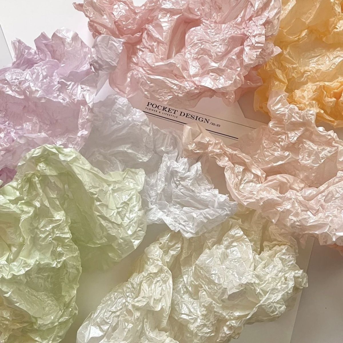 进口珠光雪梨纸防水鲜花包装纸内衬纸褶皱纸蛋糕花店花艺材料diy