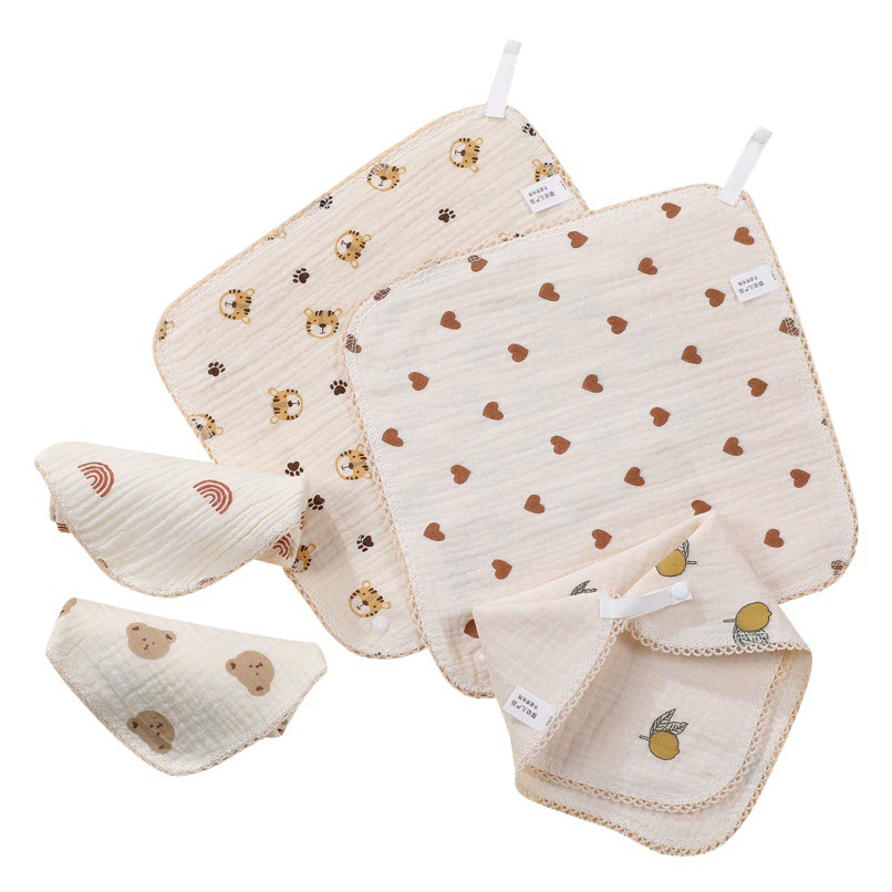 Чистое хлопковое квадратное полотенце креп Слюна полотенце с принтом детский нагрудник треугольное полотенце для новорожденных с пряжкой нагрудник кружевное полотенце