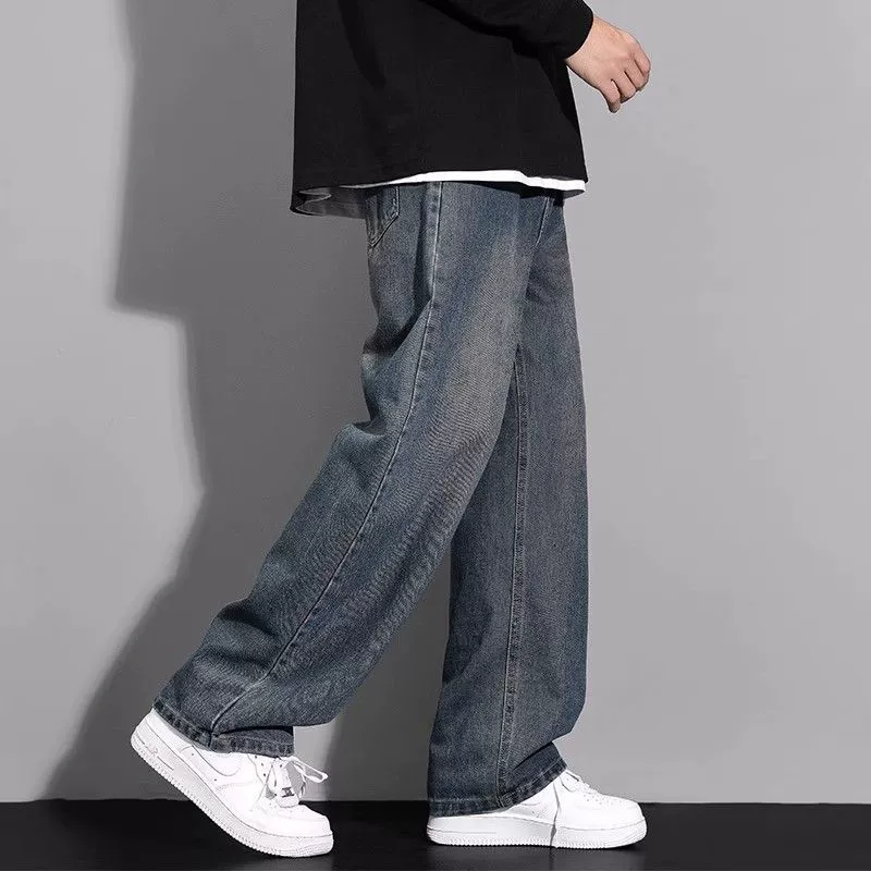 Осенние тёплые джинсы demi-season, casual брюки, американский стиль, свободный прямой крой