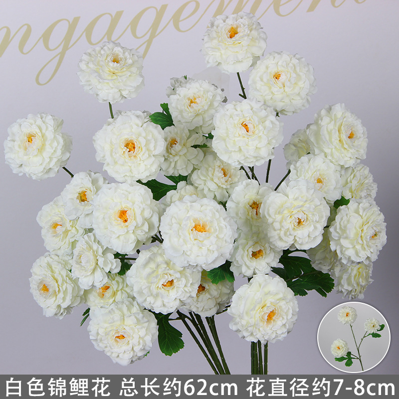 Bodas de flores de seda de imitación blanca flores falsas decorativas floral sala de bodas floral hogar ramo único camino de introducción de flores
