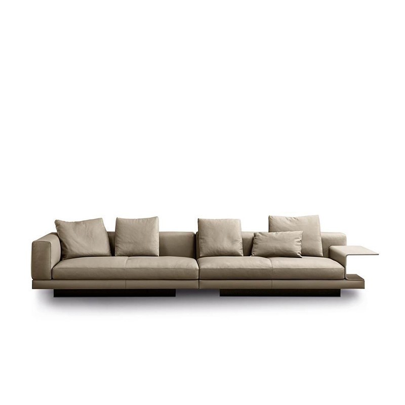 Italian Minimalist Connally Sofa Steel Armrest Designer Influencer Living Room Down and Leather Combination Sofa