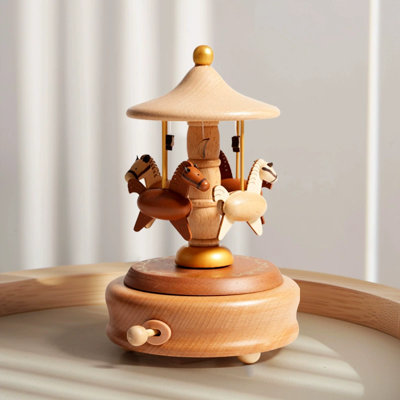  Wooden rotating music box, Birthday gift